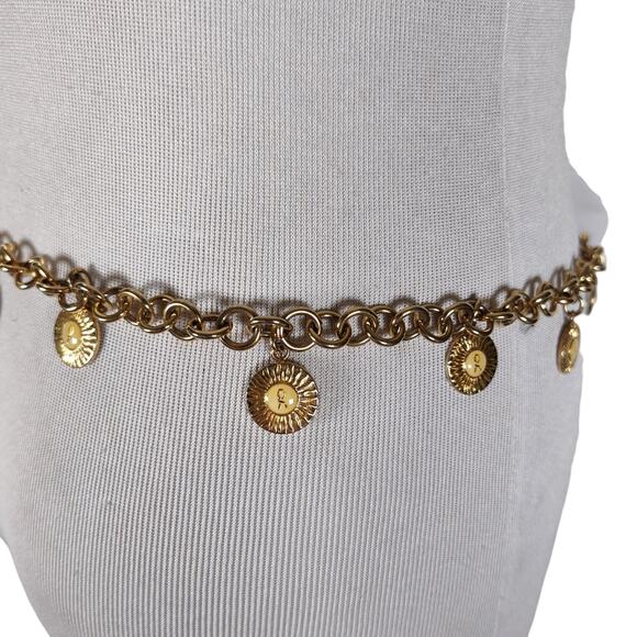 Vintage Roberta di Camerino Gold Tone Chain Belt Medallion Charms Italy - Picture 5 of 13